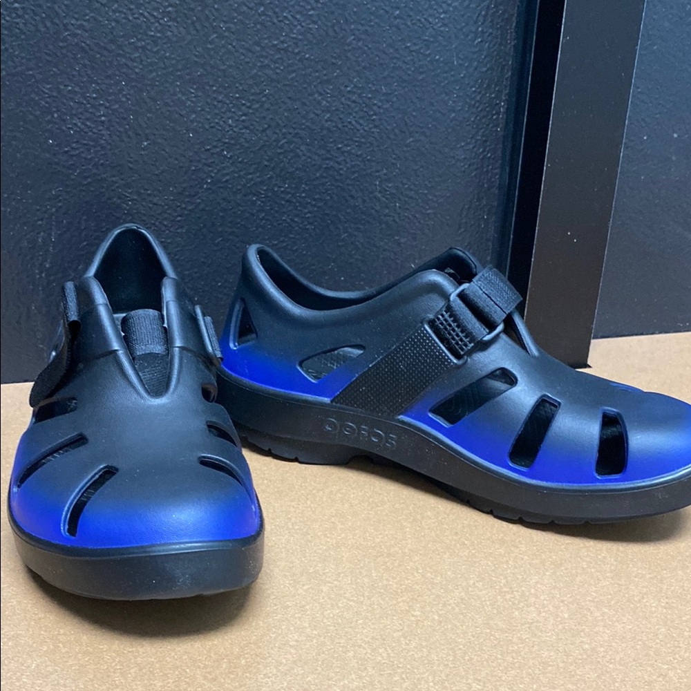 OOFOS Black and Blue Sporty Sandals for Casual Wear - Picture 2 of 2